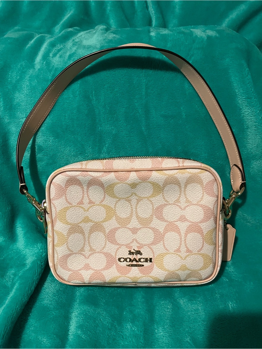 Coach Chalk Pink Mini Carey Signature Crossbody